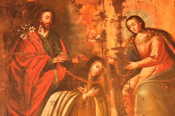 Um dos belos afrescos na Estância Jesuítica de Alta Gracia, na Argentina